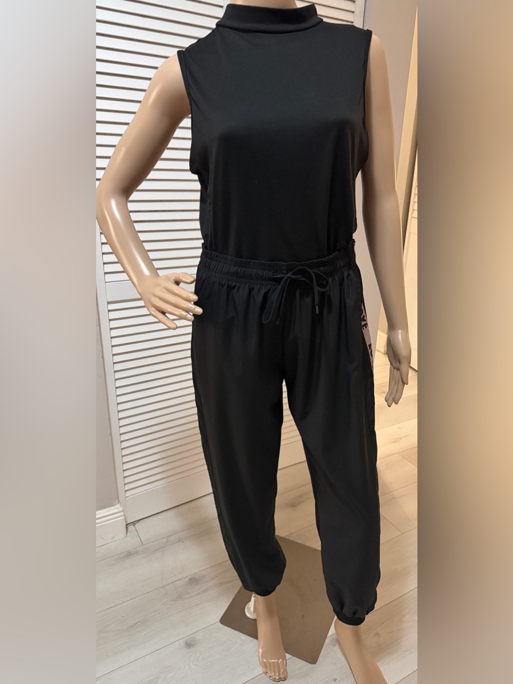 Trendz Black Joggers with “LOVE” Side Tape | Size L | Comfy Fit
